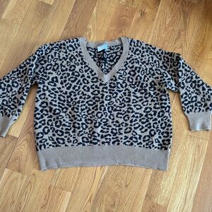 Old Navy Leopard Print V-Neck Sweater - Black and Brown